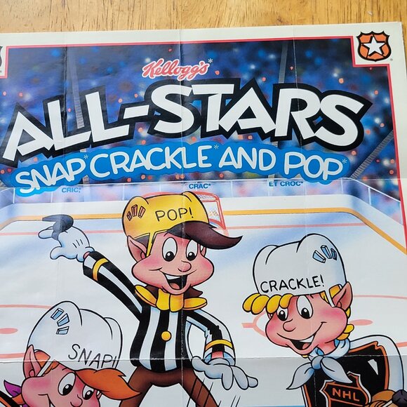 1993 Kellogg's Rice Krispies NHL ALL-STAR GAME POSTER SNAP, CRACKLE+ POP RARE - Picture 2 of 8